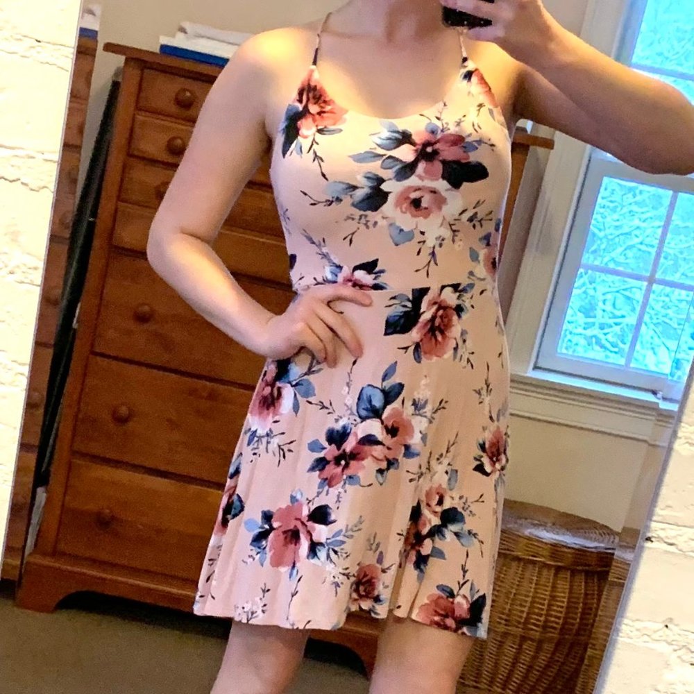 💕Light Pink Floral Crossback Dress Size S